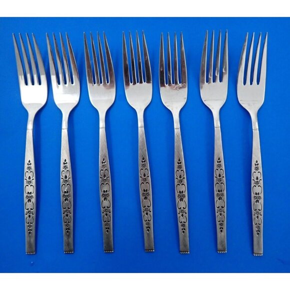 VTG "Spanada" Wm. A. Rogers Premier Stainless Oneida L.T.D. Dinner Forks MCM - Picture 1 of 3